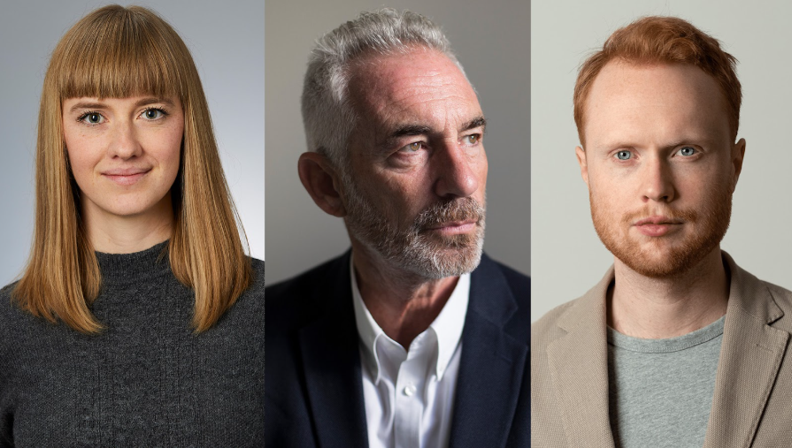 Tredelad bild med porträtt på Hanna Eggestrand Vaughn, Tim Jackson och Eskil Engström
